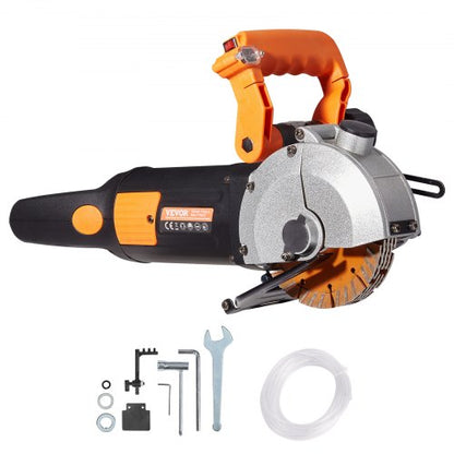 Elektrisk väggfräs, väggnotfräs 133 mm, notfräs djup 42 mm, väggspårsmaskin 2500 W, väggskärmaskin med vattenpump