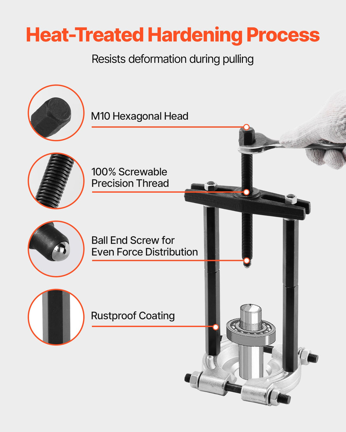 Bearing Puller Kit, 14-Piece 5 Ton Capacity Bearing Separator, Pinion Wheel Bearing Removal Kit with 50 mm and 70 mm Jaws, Bearing Puller Set, Heavy Duty Bearing Splitter Tool Kit with Case