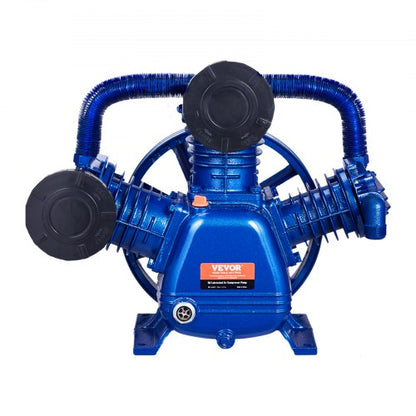 Luftkompressorpumphuvud, 10 hk 17,5 CFM vid 90 PSI, 3-cylindrigt oljesmord luftkompressorkolvpumphuvud, tvåstegs V-typ gjutjärnsluftkompressorpumpbyte med max. 185 PSI tryck