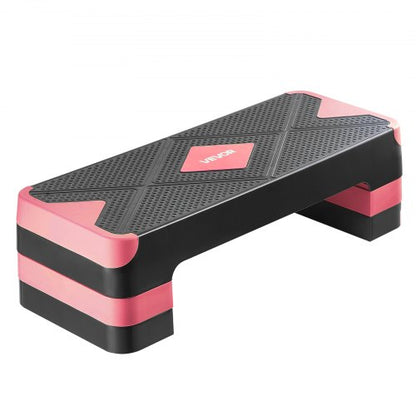 Aerobisk trappstegsplattform, 28-tums aerobisk steppmaskin, höjdjusterbar fitnessträningsplattform med 4 risers, halkfri bänk för hemmagym, konditionsstyrka, röd