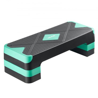 Aerobisk trappstegsplattform, 28-tums aerobisk steppmaskin, höjdjusterbar fitnessträningsplattform med 4 risers, halkfri bänk för hemmagym, konditionsstyrka, grön