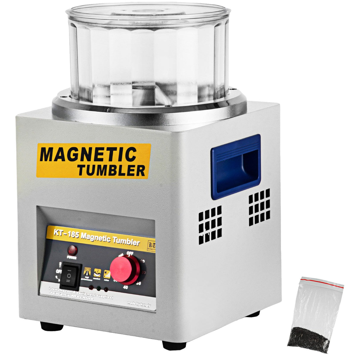 KT-185 Magnetic Tumbler 180mm Jewelry Polisher Tumbler and Finisher for Polishing with Adjustable Direction and Time for Jewelry