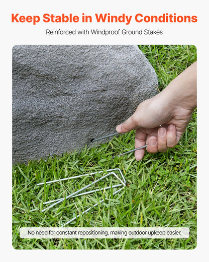 Konststensskydd, Konststensskydd för utomhusbruk, Realistisk naturlig textur, Lätt och väderbeständig konstgjord sten för landskapsarkitektur, trädgårdsdekor, Mörkgrå, Mellanstorlek