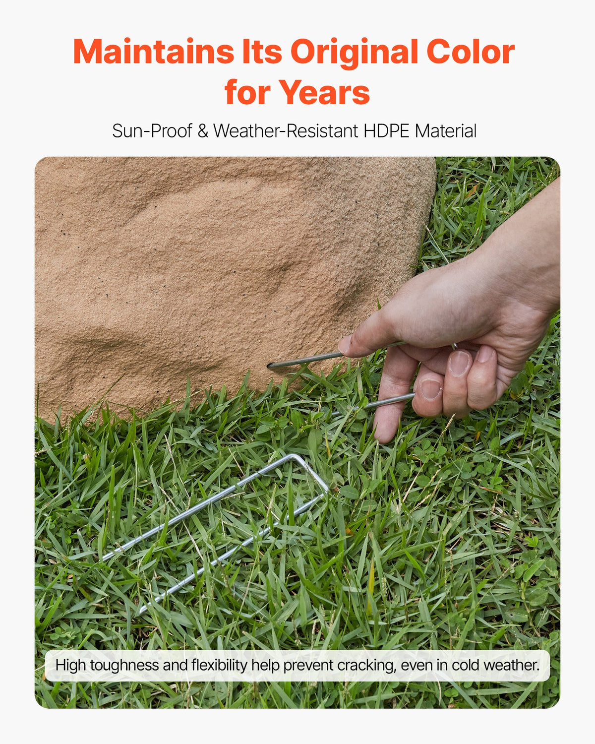 Konststensskydd, Konststensskydd för utomhusbruk, Realistisk naturlig textur, Lätt och väderbeständig konstgjord sten i polyresin för landskapsarkitektur, trädgårdsdekor, Sand, Liten storlek
