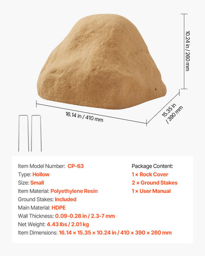 Konststensskydd, Konststensskydd för utomhusbruk, Realistisk naturlig textur, Lätt och väderbeständig konstgjord sten i polyresin för landskapsarkitektur, trädgårdsdekor, Sand, Liten storlek