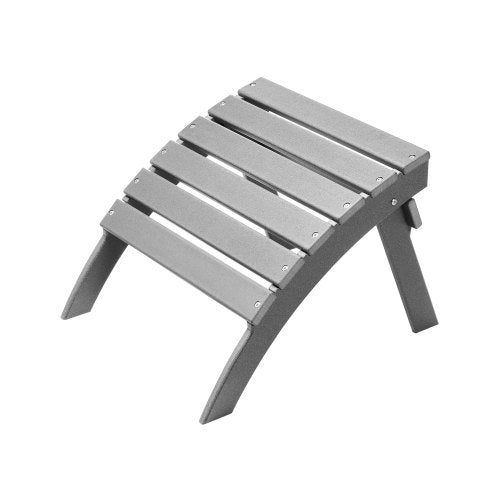Adirondack fotpall, 21,5 L x 18,9 B x 14,8 H tum hopfällbar Adirondack fotpall i HDPE-plast, väderbeständig fotstöd för Adirondack-stol, används ofta för utomhusveranda, pool, gräsmatta, bakgård, grå