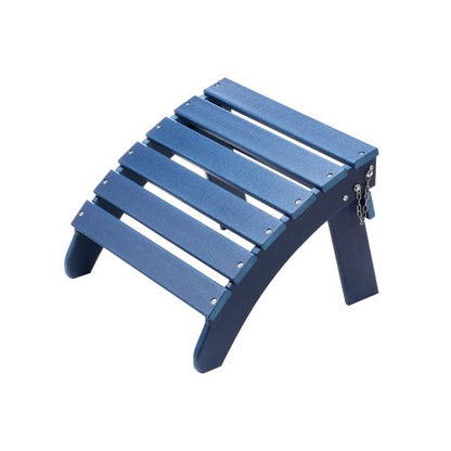 Adirondack fotpall, 46,8 cm (18,7 L x 46,9 B x 33,8 H) hopfällbar Adirondack fotpall i HDPE-plast, väderbeständig fotstöd för Adirondack-stol, används ofta för utomhusbruk, veranda, pool, gräsmatta, bakgård, blå
