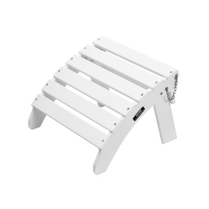 Adirondack fotpall, 43,8 cm (17,7 L x 49,7 B x 33,8 H) hopfällbar Adirondack fotpall i HDPE-plast, väderbeständig fotstöd för Adirondack-stol, används ofta för utomhusveranda, pool, gräsmatta, bakgård, vit