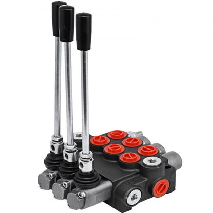 Mophorn 3-spols hydraulisk styrventil 11GPM hydraulisk riktningsventil Dubbelverkande hydraulventil för traktorer lastare tankar