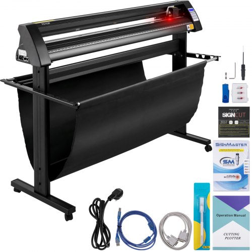 Vinyl Cutter, 1350mm Vinyl Plotter, LED Screen Plotter Cutter, Semi-Automatical Built-in Optical Eye, Compatible with SignCut Software for Mac and Windows System with Stand