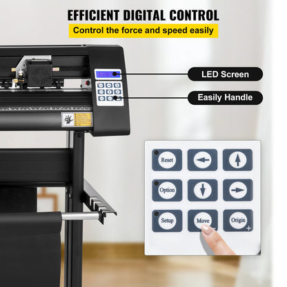 Vinyl Cutter, 1350mm Vinyl Plotter, LED Screen Plotter Cutter, Semi-Automatical Built-in Optical Eye, Compatible with SignCut Software for Mac and Windows System with Stand