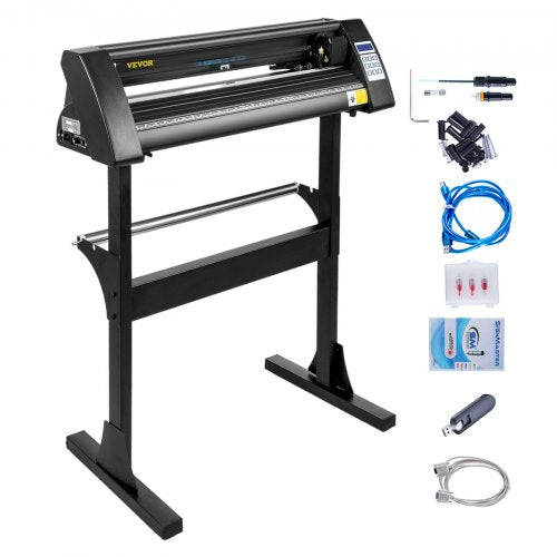 Vinylskärare 28 tums vinylskärmaskin 720 mm pappersmatning vinylplotterskärmaskin med robust golvstativ för papperskärning svart