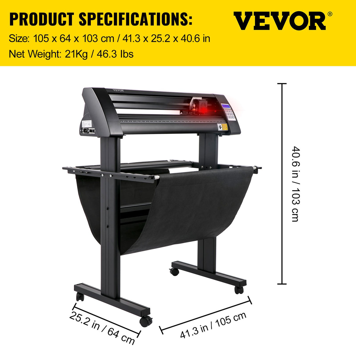 Vinylskärare, 870 mm vinylplotter, LED-skärmplotter, halvautomatiskt inbyggt optiskt öga för noggrann styrning, kompatibel med SignMaster-programvara för Windows-system med stativ