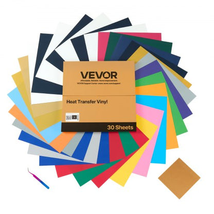 Värmeöverföringsvinyl, 30-pack, 304,8 x 304,8 mm, blandade färger HTV strykvinylpaket, lätt att klippa och rensa, med tillbehör, kompatibel med skärmaskiner, för olika material, t-shirts