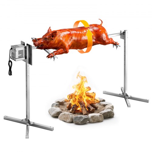 Rotisserie Grill, AC220-240V 8 Level Height Electric Rotisserie Grill Kit, BBQ Grills Rotisseries Kit with 60 kg Load Capacity, 38W Motor, Stainless Steel Automatic Grilling Kits for Parties