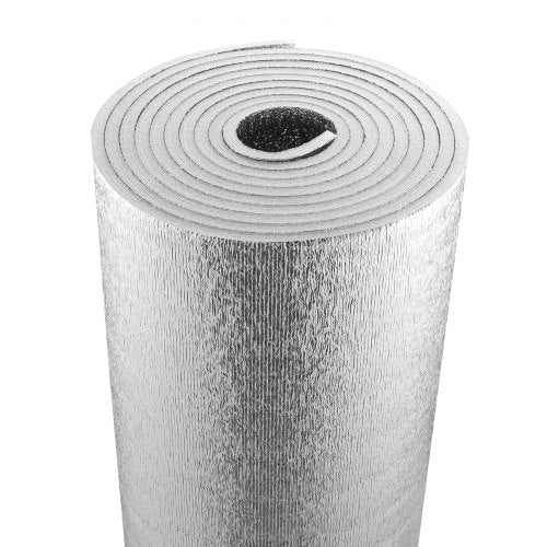 Dubbelreflekterande isoleringsrulle, skumkärna med strålningsbarriär, 15,1 mm 48 tum x 25 fot, dubbelsidig aluminiumfolie EPE-skum värmereflekterande sköld, värmeisoleringsrulle för fönster, husbilstak