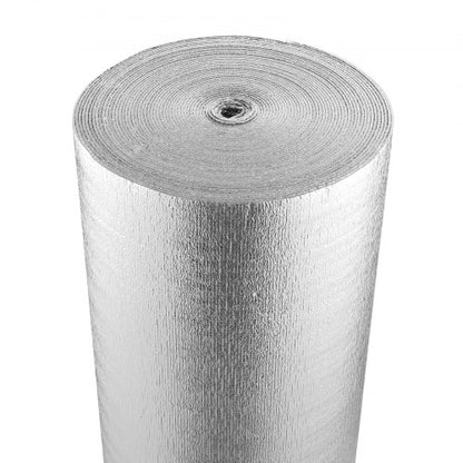 Double Reflective Insulation Roll, Foam Core Radiant Barrier, 3.2 mm 48 in x 100 ft, Double-Sided Aluminum Foil EPE Foam Heat Reflective Shield, Thermal Insulation Roll for Window RV Roof
