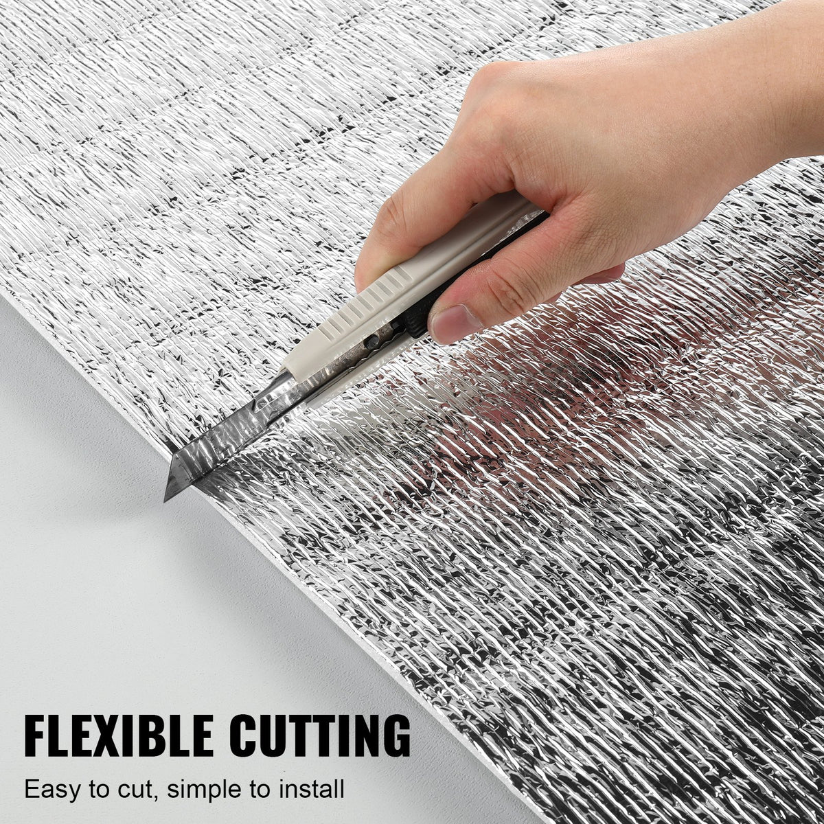 Double Reflective Insulation Roll, Foam Core Radiant Barrier, 3.2 mm 48 in x 100 ft, Double-Sided Aluminum Foil EPE Foam Heat Reflective Shield, Thermal Insulation Roll for Window RV Roof