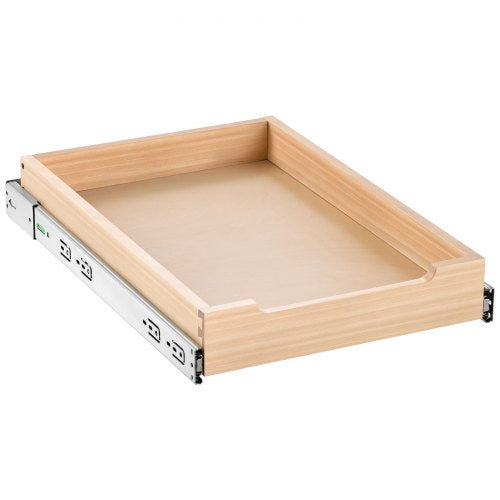 Utdragbar skåporganisatör, 14"B x 21"D skåplåda, mjukstängande utdragbar hylla, kraftig skjutbar trälåda, botten- och sidomontering, underskåpsorganisation för kök, skafferi, badrum