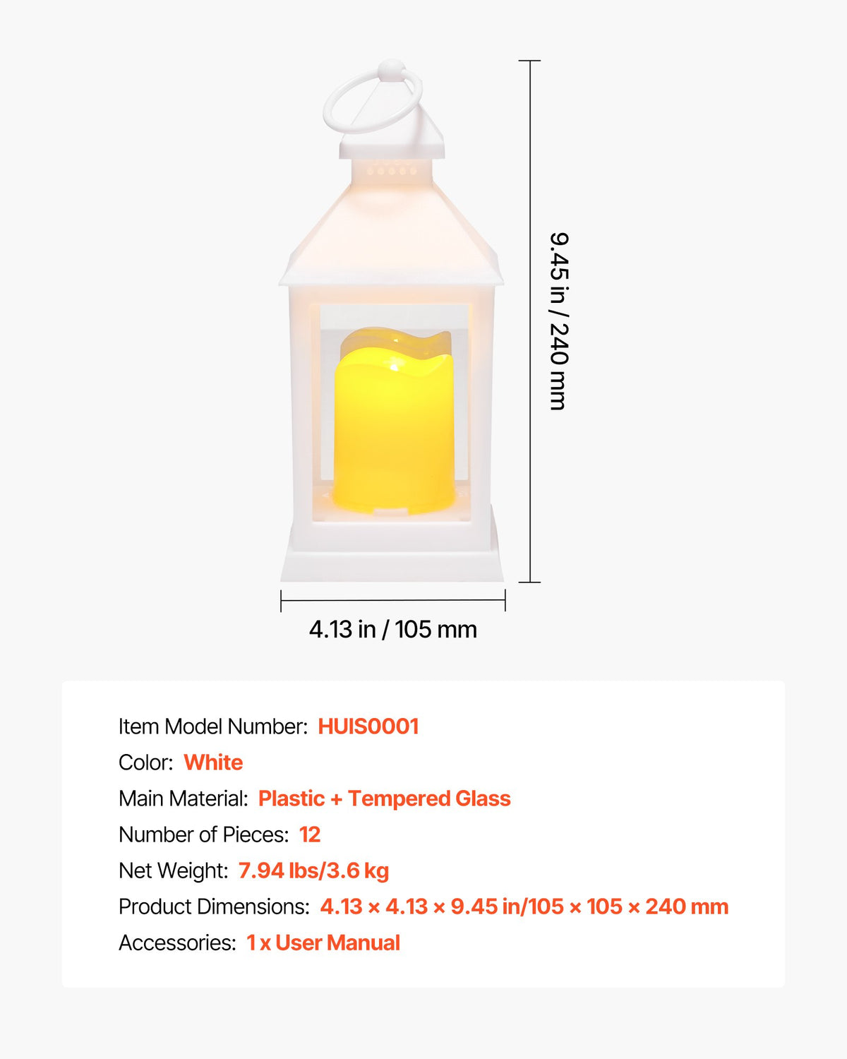 12 st dekorativa ljuslyktor, LED elektriska flamlösa ljus, plast LED-hållare med glas, vägghängande inomhusverandalyktor för bröllopsbordsfest bondgårdsdekor inomhus, vit