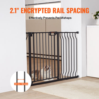 Barngrind, 74,9 cm-122,9 cm extra bred, 76,2 cm hög, hundgrind för trappor, dörröppningar och hus, enkel steggenomgång, automatisk stängning, barngrind, säkerhetsgrind för husdjur med tryckmonteringssats och väggmonteringssats, svart