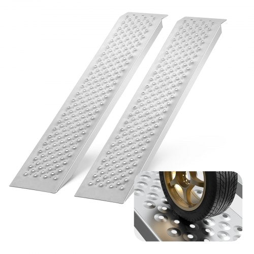 Bärbara lastramper, 2 st 1200 x 215 mm, slitstarkt aluminiumset för skjul med halkfria hål, kompakt design och enkel förvaring, 399,2 kg viktkapacitet, för ATV, traktorer, gräsklippare, vagnar
