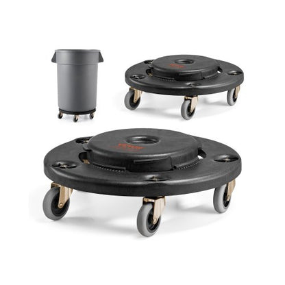 Papperskorgvagn, passar 20, 32, 44, 55 gallon behållare, 2-pack rund papperskorg med rullbas och 4 låsbara hjul, 500lbs kraftig tunnvagn, multifunktionell rullvagn