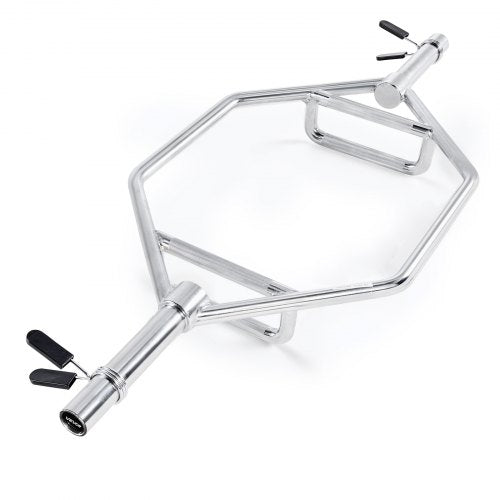 Trap Bar Hex Bar, 50 mm sexkantsstång, 360 kg kapacitet Shrug Bars med räfflade grepp, tyngdlyftnings- och styrketräningsutrustning, hemmagym för knäböj, marklyft, axelpress, silver