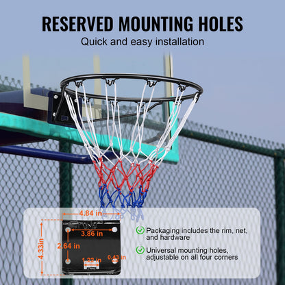 Basketkorg, väggdörrmonterad basketkorg, kraftig Q235 basketmål med flexkant och nät, standard 45 cm hängkorg för inomhusbruk och utomhusbruk, för barn och vuxna