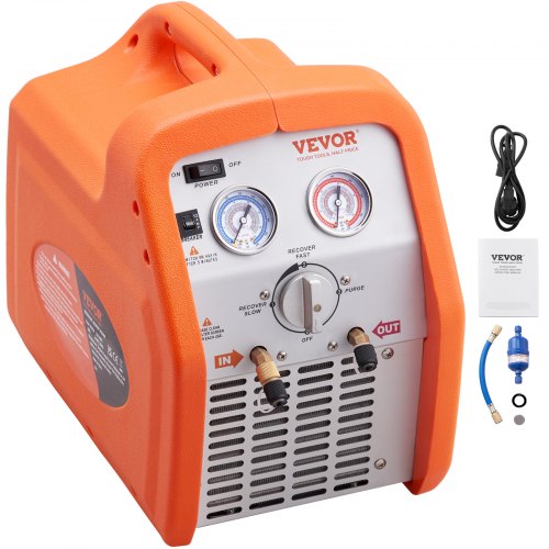 Bärbar 3/4 hk köldmedieåtervinningsmaskin - AC-återvinningsmaskin med högtrycksskydd 220-240V 60Hz återvinningsmaskin HVAC för ångbaserat flytande köldmedium, billuftkonditionering