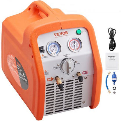 1 hk köldmedieåtervinningsmaskin - Bärbar AC-återvinningsmaskin med dubbla cylindrar och högtrycksskydd 220-240V 50Hz återvinningsmaskin HVAC för ångbaserat flytande köldmedium, billuftkonditionering
