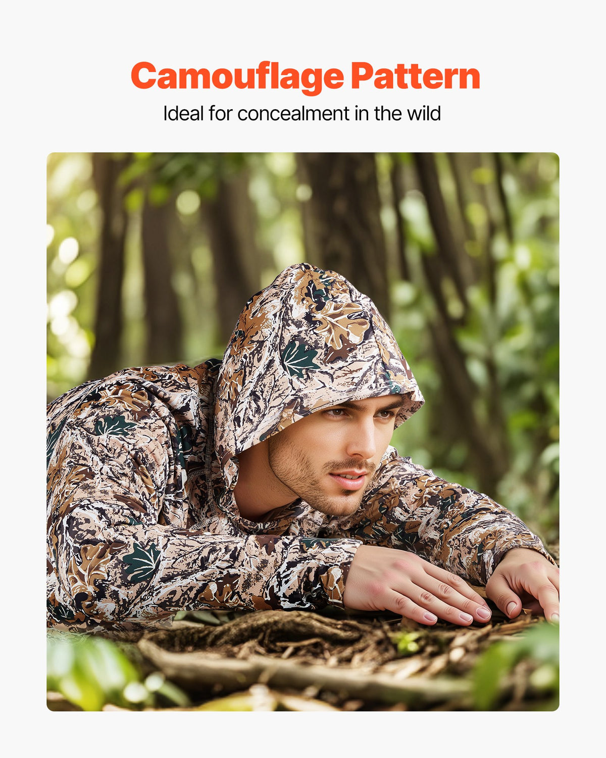 Camo Hoodie, 3X-Large Size, Men Pullover Hooded Sweatshirt, Moisture Wicking & Breathable, Quick-dry, Hiking Fishing Shirt with Hood, Long Sleeves Hunting Shirts for Spring & Summer Outdoor Work