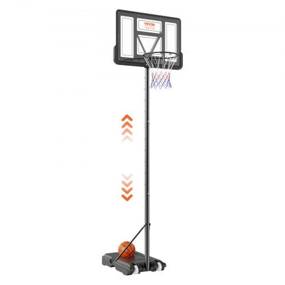 Basketkorg, 1,2-3 meter justerbar höjd, bärbar ryggstödsystem, 102 cm basketkorg och mål, basketset för barn och vuxna med hjul, stativ och fyllbar bas, för utomhus-/inomhusbruk