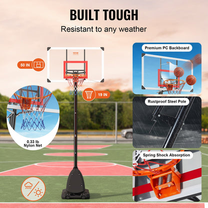 Basketkorg, 2,1-3 meter justerbar höjd, bärbar ryggstavla, 136 cm basketkorg och mål, basketset för barn och vuxna med hjul, stativ och fyllbar bas, för utomhus-/inomhusbruk