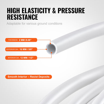 PEX-AL-PEX Tube, 300 m, 16 mm Diameter Aluminum-Plastic Composite Pipe Oxygen Barrier Radiant Floor PEX Pipe, 2 mm Thickness Radiant Heat Floor Plumbing Inner Aluminum Layer PEX Tubing Pipe