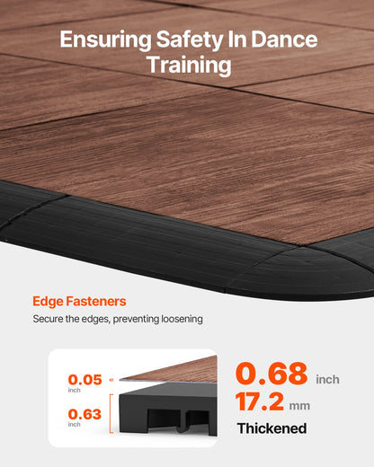 Dance Floor Tiles, 12.4 x 12.4 in 9 Piece Interlocking Dance Flooring, Portable Dance Practice Floor with Cushioned Base (Oak Wood Grain, 9 sq. ft/Box )