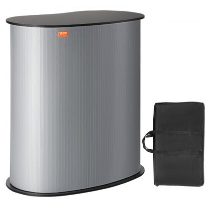 Bärbart mässbord, 90 × 49 × 94 cm, displaydisk för utställning, monter med vägg, hopfällbart barbord för reklam, popup-podium med bärväska