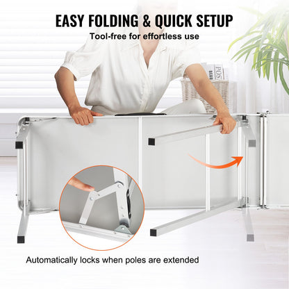 Portable Tradeshow Podium Table, 1980 x 385 x 880 mm, Display Exhibition Counter Stand Booth Fair with Wall, Foldable Promotion Retail Bar Table Podium with Storage Rack and Carrying Bag