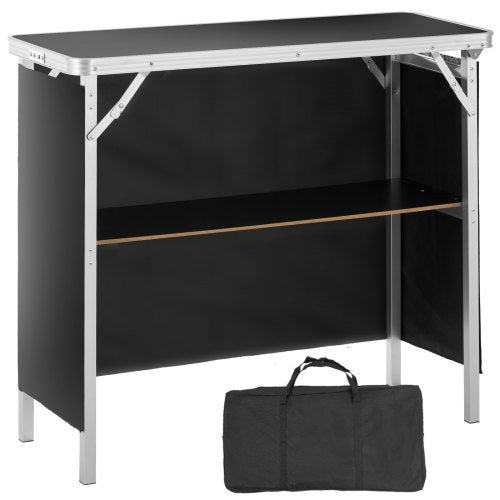 Bärbart mässbord, 97,5 × 38,5 × 87 cm, displaymonter för mässdisk med vägg, hopfällbart reklambord för detaljhandeln, barbord med förvaringsställ och bärväska