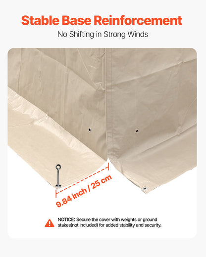 Winter Gazebo Cover Fits 3.05 x 3.05 m Hardtop Gazebos, All-Weather Double-Tiered Gazebo Cover with Sidewalls & Windows, High-Density PE Enclosed Storage Shelter Covers, Gazebos not Included