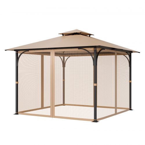 Nät för paviljonger, passar de flesta 10 x 10 x 7 fot paviljonggardiner, trädgårdsnät med 4 paneler på sidoväggarna, myggnät för uteplats med dubbel dragkedja, skärm för tak (endast nät)