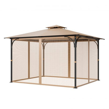 Nät för paviljonger, passar de flesta 10 x 12 x 7 fot paviljonggardiner, trädgårdsnät med 4 paneler på sidoväggarna, myggnät för uteplatser med dubbel dragkedja, skärm för tak (endast nät)