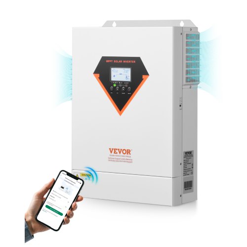Hybrid solväxelriktare, 6000W, allt-i-ett ren sinusvågsväxelriktarladdare, 48V DC till 220/230V AC, med inbyggd WIFI 120A MPPT solcellsregulator, för off-grid system med blysyralitiumbatteri