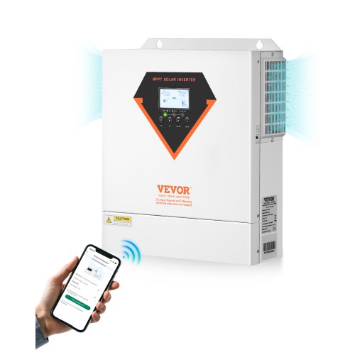 Hybrid solväxelriktare, 3500W, allt-i-ett ren sinusvågsväxelriktare, 24V DC till 220/230V AC, med inbyggd WIFI 100A MPPT solcellsregulator, för off-grid system med blysyralitiumbatteri