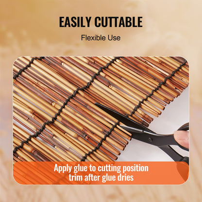 Natural Reed Fencing, 4 ft x 16.4 ft, 2 Pack Reed Screen Curtain Balcony Reed Fence Roll for Outdoor Backyard Patio, Decorative Fence for Backyard Garden Fencing Divider, Privacy Panel, Brown