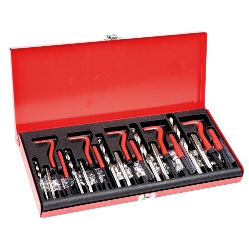 Helicoil-gängreparationssats, 166-delars metrisk HSS-borr Helicoil-reparationssats, M5 M6 M8 M10 M12 Helicoil-gängverktygssats med HSS-borr Gänginsatser Gängtappar Avbrytningsverktyg