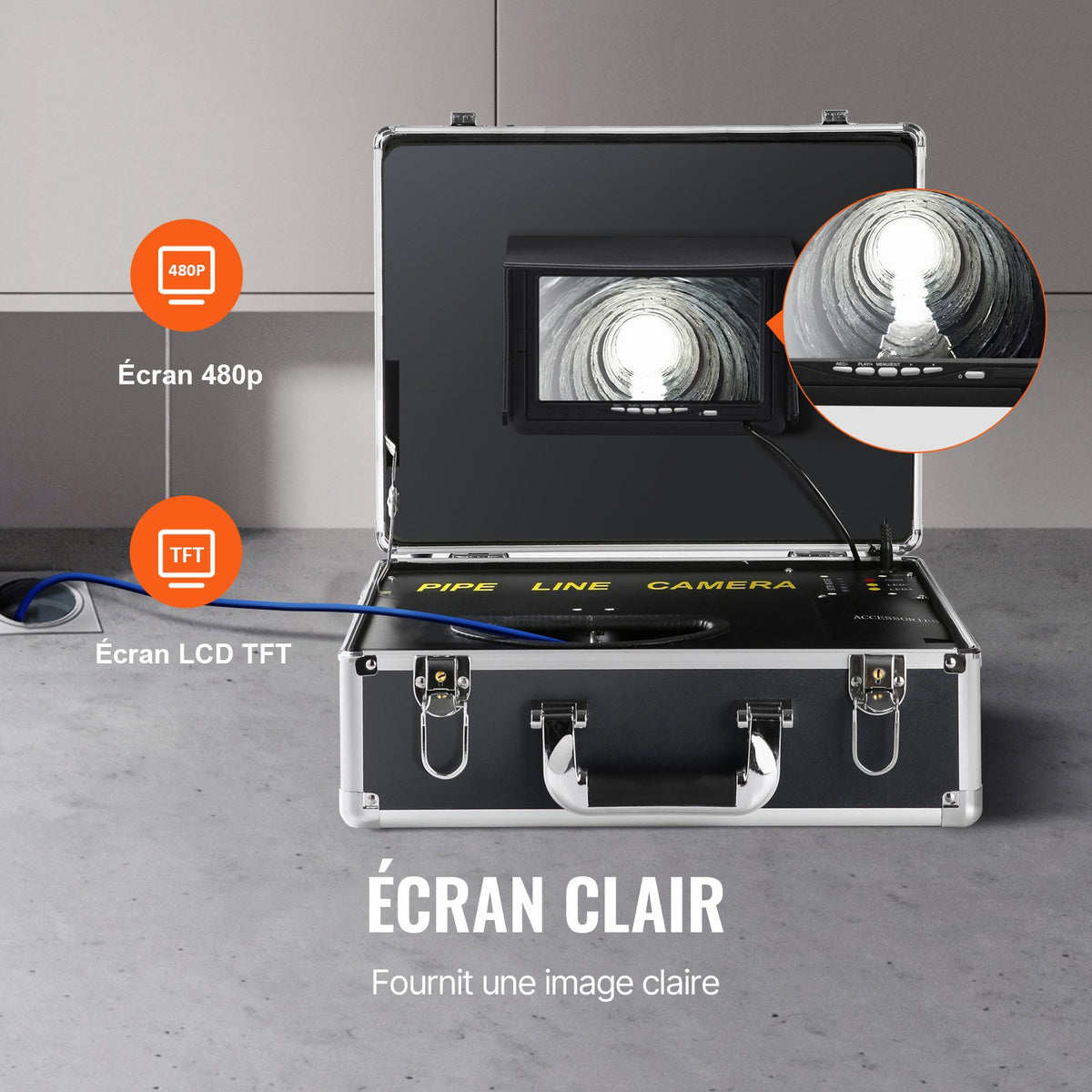 Sewer Camera Pipe Inspection Camera 17.9 cm Screen 1000TVL Camera 30.5m Pipeline Inspection Camera with DVR Function, Waterproof IP68 Camera w/12 Adjustable LEDs, w/a 16 GB SD Card for Sewer Line, Home, Duct Drainpipe Plumbing