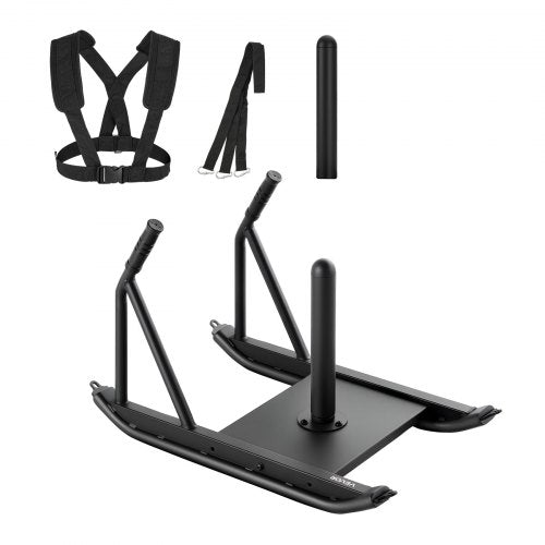 Weight Sled, Steel Power Sled, Fitness Strength Training Sleds for Athletic Exercise Speed Improvement, Workout Fitness Equipment with Handle, Compatible with 25/51 mm Weight Plates, Black