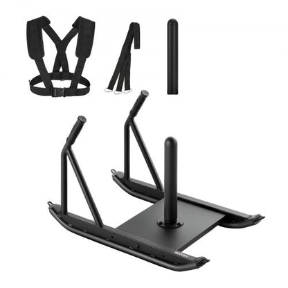 Weight Sled, Steel Power Sled, Fitness Strength Training Sleds for Athletic Exercise Speed Improvement, Workout Fitness Equipment with Handle, Compatible with 25/51 mm Weight Plates, Black