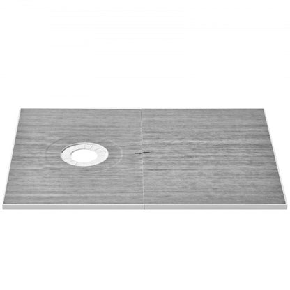 Duschkantsats, 1524x965 mm duschkara med 160 mm förskjutet avlopp, lätta EPS-duschinstallationssatser med 2 vattentäta dukar, sluttande duschkar passar för badrum